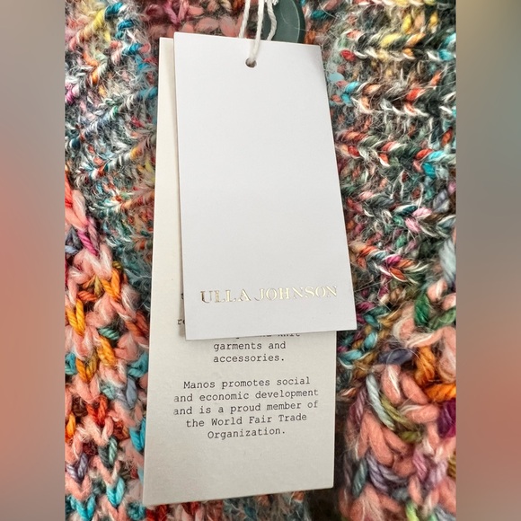 NWT Ulla Johnson Fiora Wool Puff Sleeve Kid Mohair Rainbow Cardigan Size Small - Picture 6 of 10